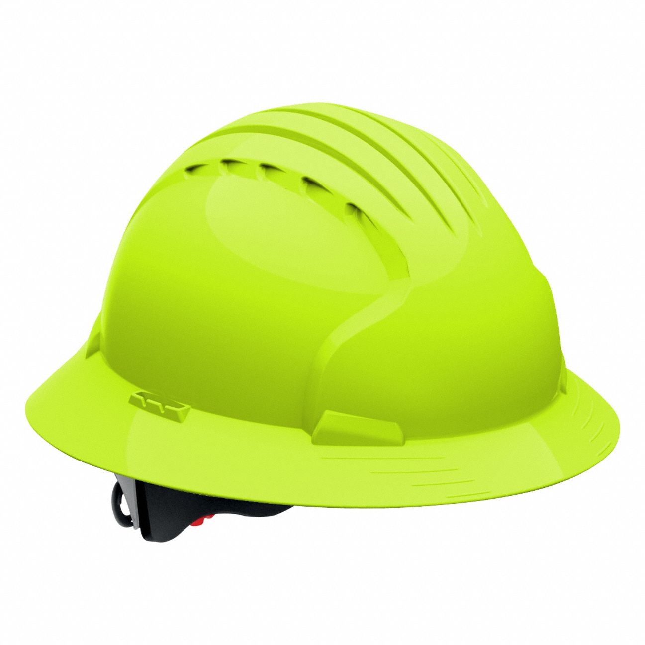 Hard Hat: Lime Green, No Graphics, Ratchet (6-Point), Ratchet, Polyethylene, PIP, Solid, JSP