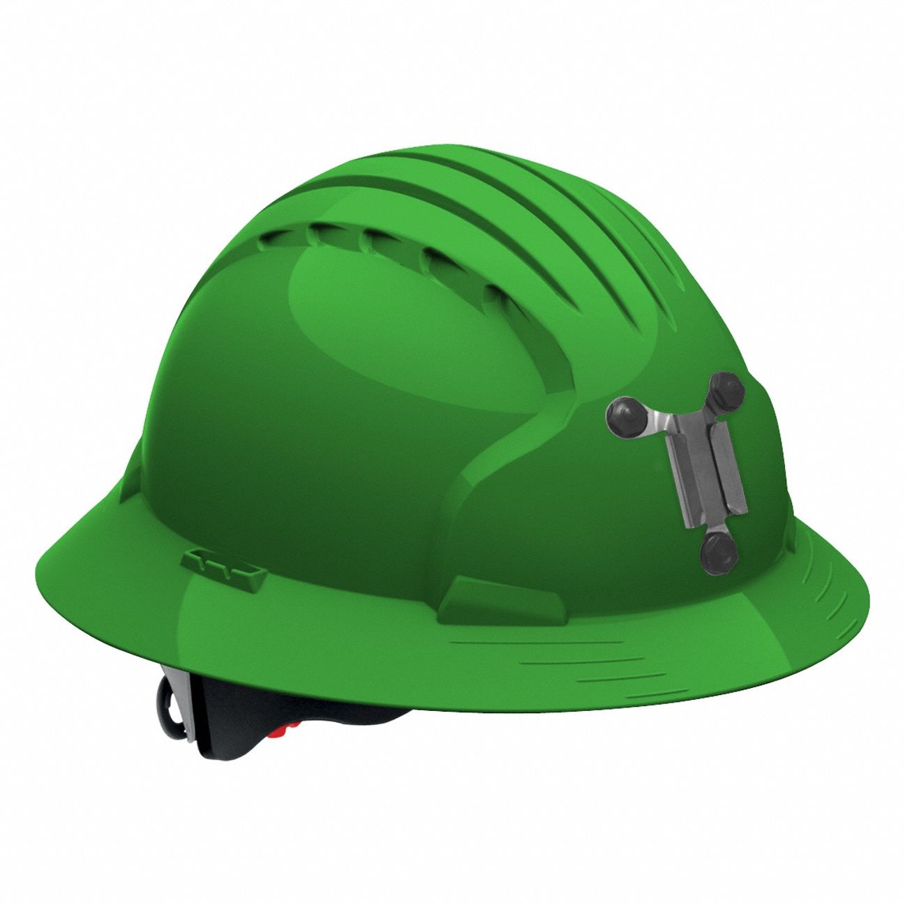 Hard Hat: Green, No Graphics, Ratchet (6-Point), Ratchet, Polyethylene, Headlamp Mount, PIP, JSP