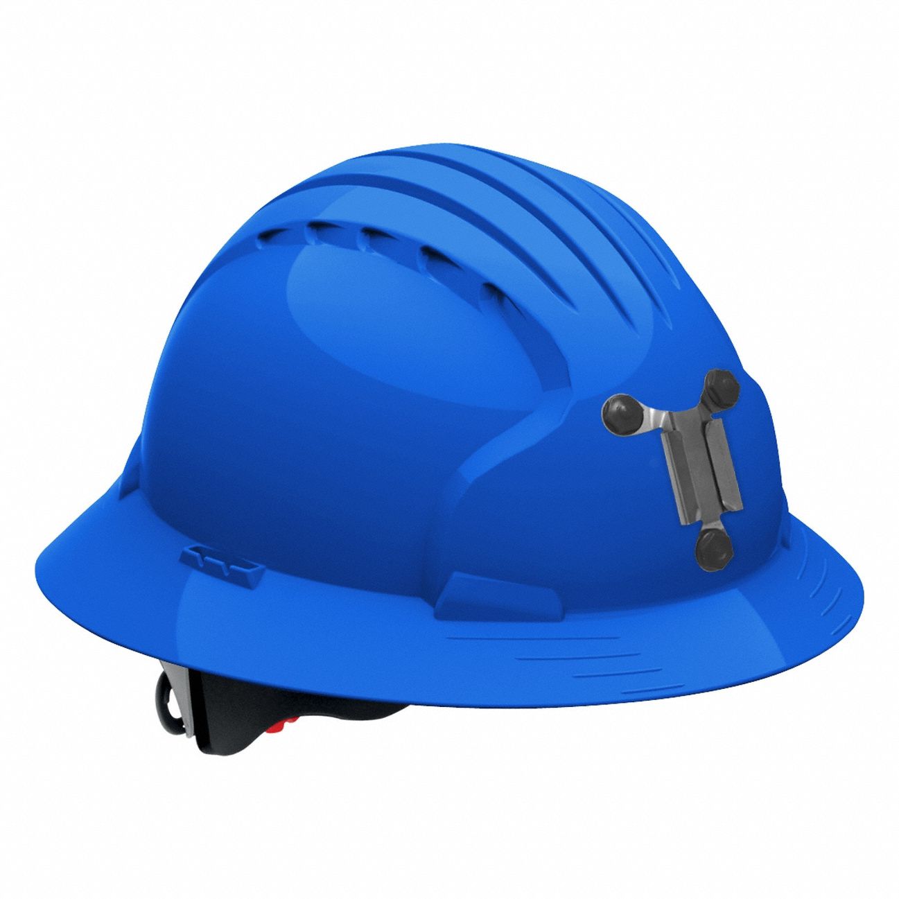 Hard Hat: Blue, No Graphics, Ratchet (6-Point), Ratchet, Polyethylene, Headlamp Mount, PIP, JSP