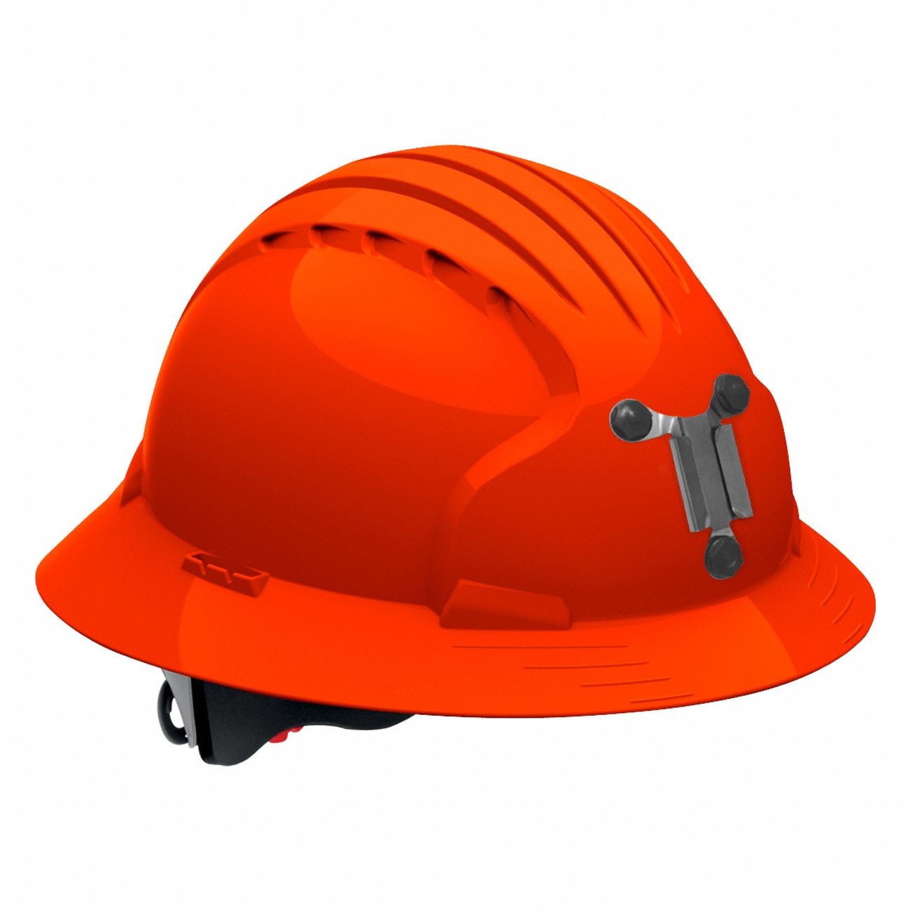 Hard Hat: Orange, No Graphics, Ratchet (6-Point), Ratchet, Polyethylene, Headlamp Mount, PIP