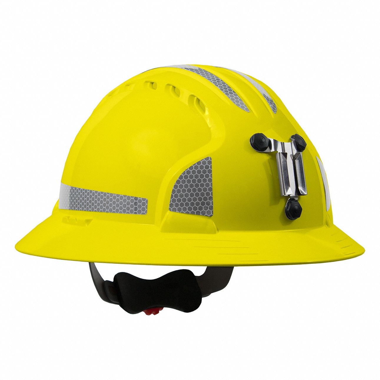 Hard Hat: Yellow, No Graphics, Ratchet (6-Point), Ratchet, Polyethylene, Headlamp Mount, PIP