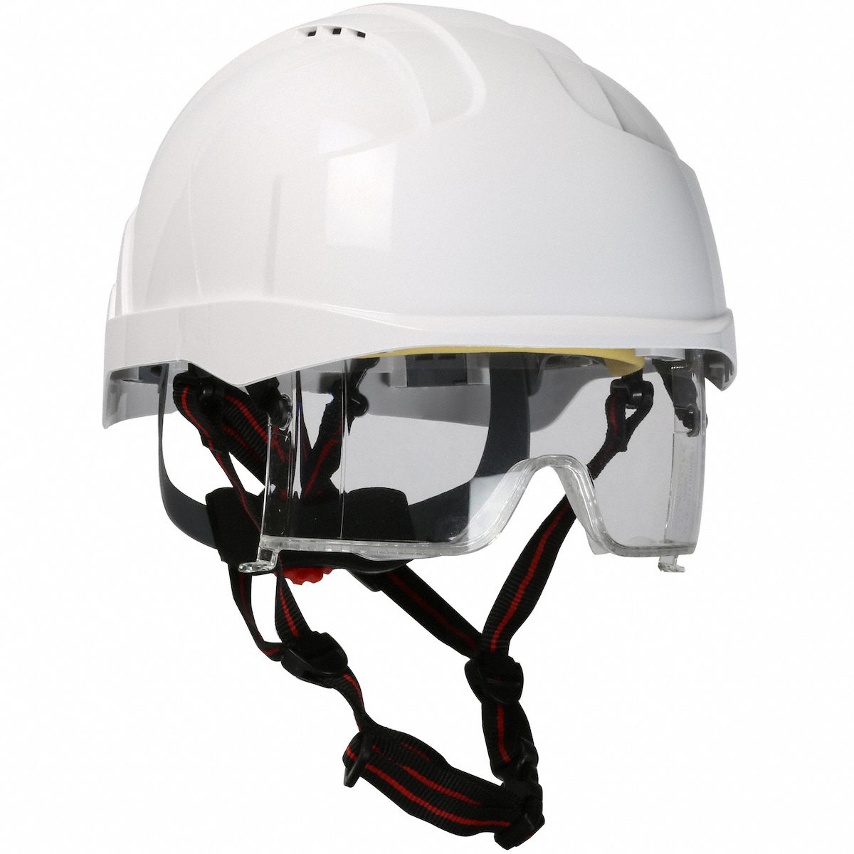 Safety Helmet: White, No Graphics, Ratchet (6-Point), Ratchet, ABS, PIP, Solid, JSP, Ratchet