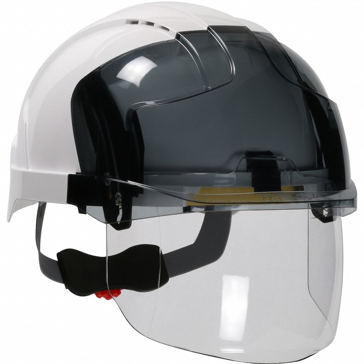 Safety Helmet: White, No Graphics, Ratchet (6-Point), Ratchet, ABS, PIP, Solid, JSP, Ratchet