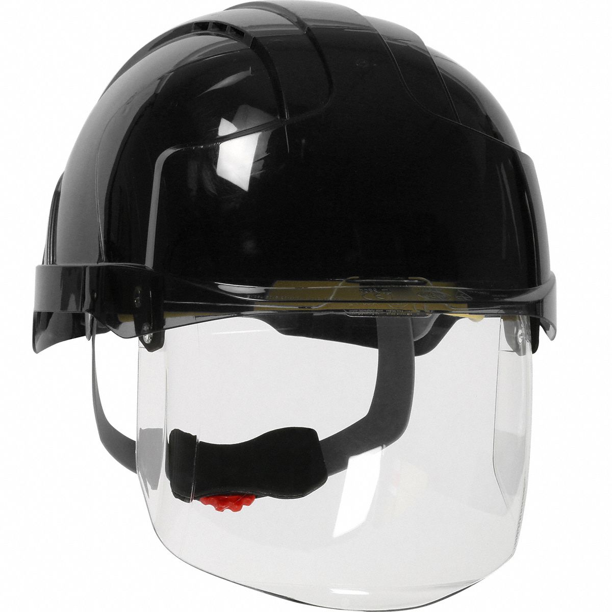 Safety Helmet: Black, No Graphics, Ratchet (6-Point), Ratchet, ABS, PIP, Solid, JSP, Ratchet