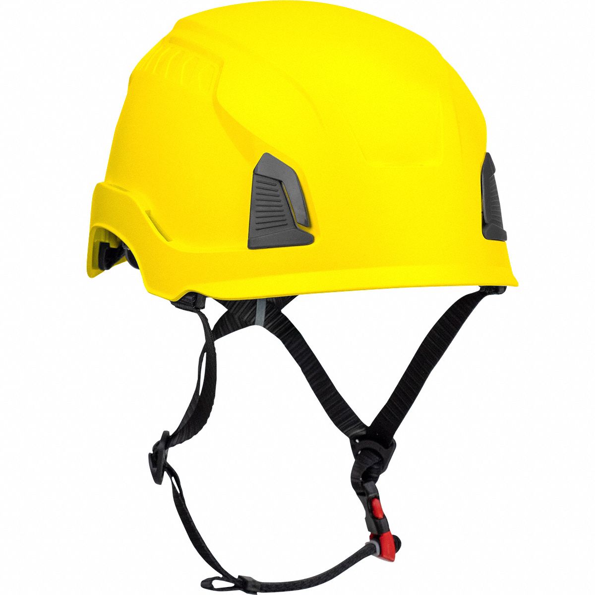 Hard Hat: Yellow, No Graphics, Ratchet (4-Point), Ratchet, ABS/Polycarbonate, PIP, Solid, Yellow