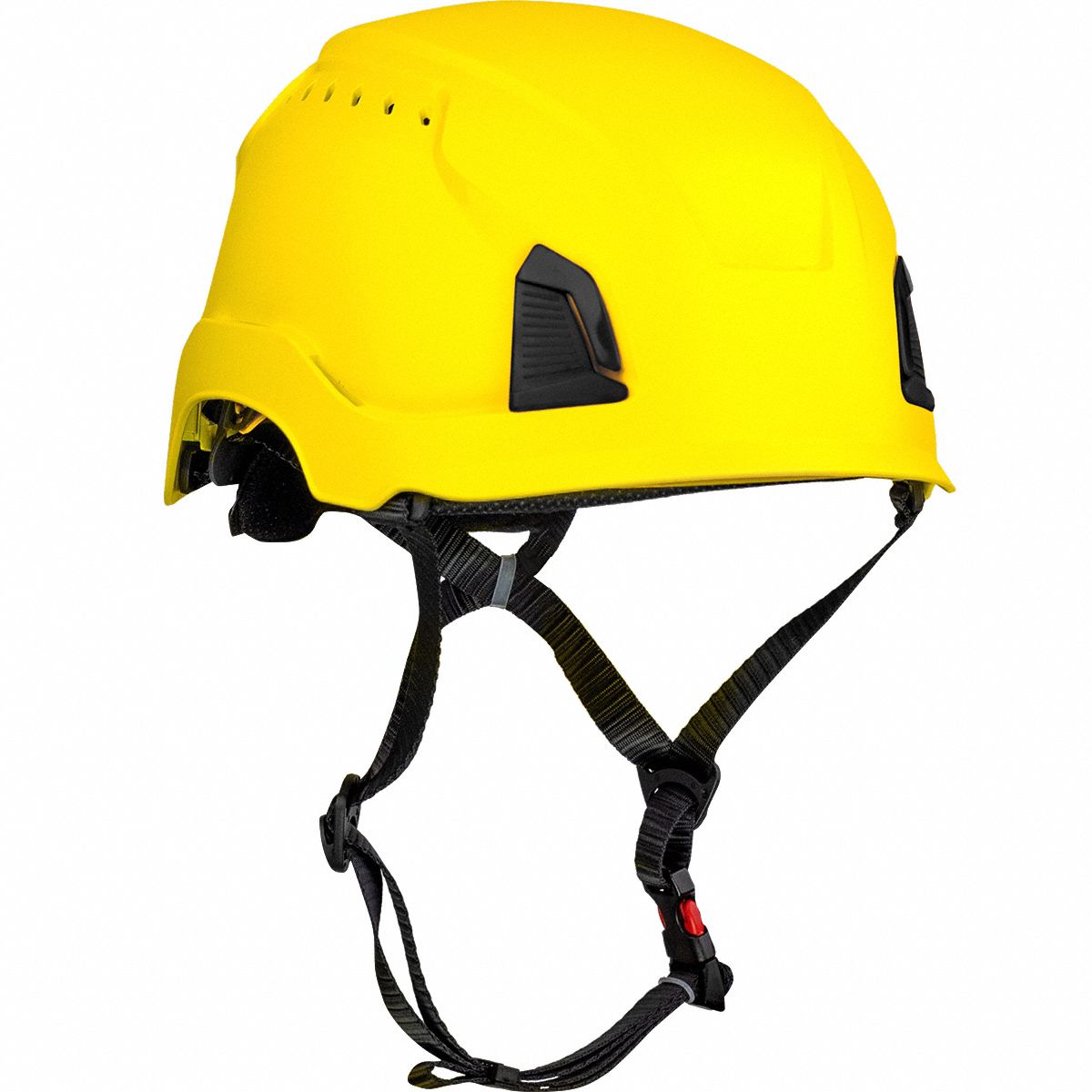 Hard Hat: Yellow, No Graphics, Ratchet (4-Point), Ratchet, ABS/Polycarbonate, PIP, Solid, Yellow