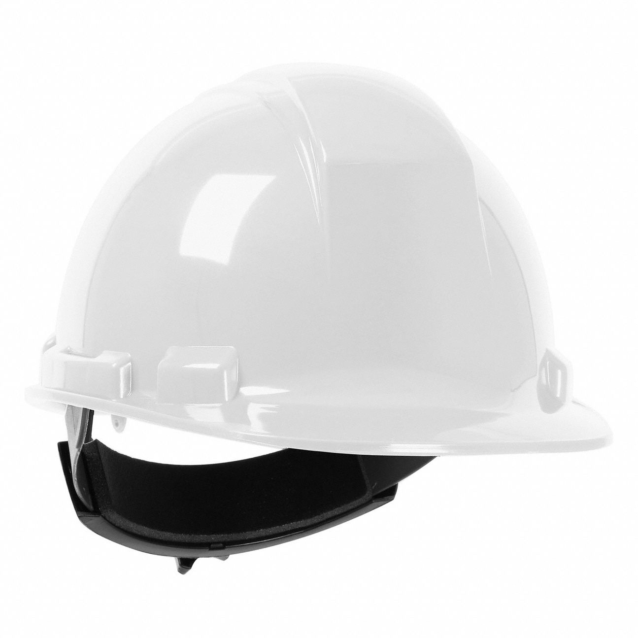Hard Hat: White, No Graphics, Ratchet (4-Point), Ratchet, Polyethylene, PIP, Solid, Dynamic