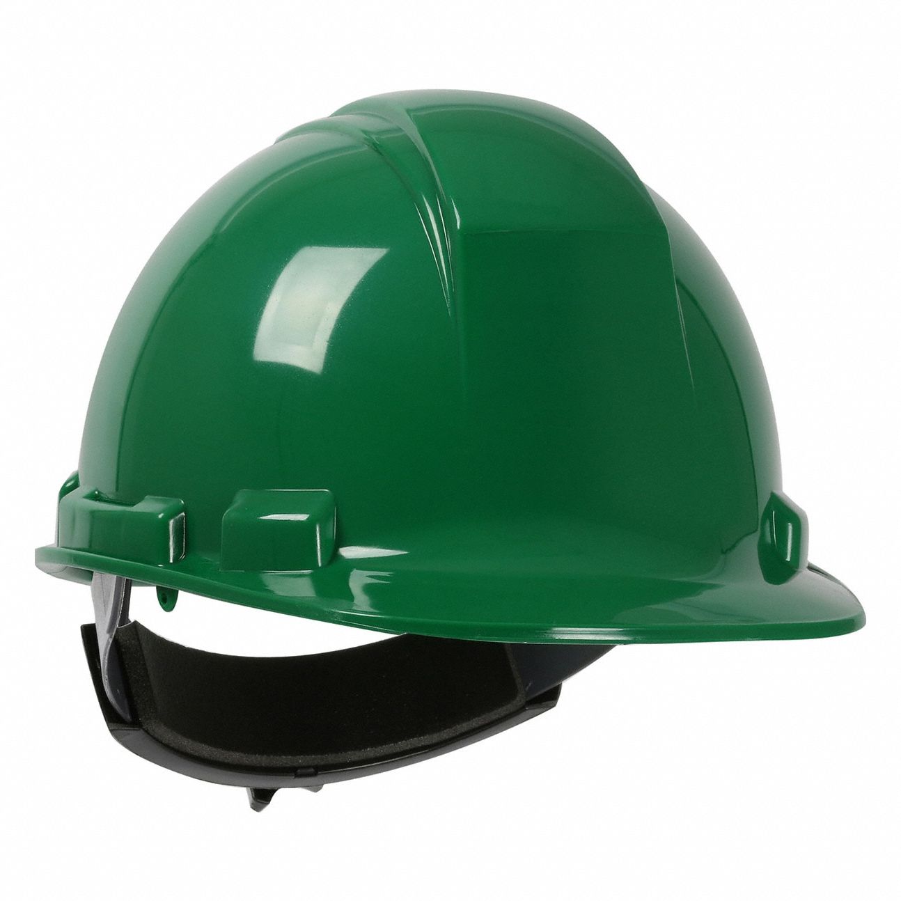 Hard Hat: Dark Green, No Graphics, Ratchet (4-Point), Ratchet, Polyethylene, PIP, Solid, Dynamic