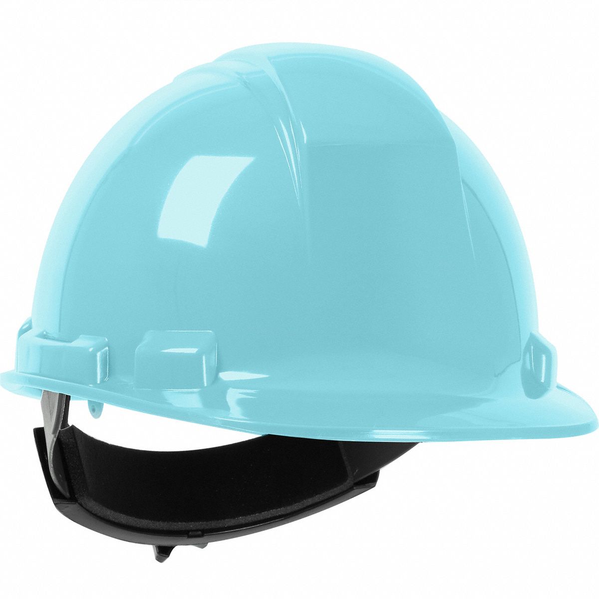 Hard Hat: Light Blue, No Graphics, Ratchet (4-Point), Ratchet, Polyethylene, PIP, Solid, Dynamic