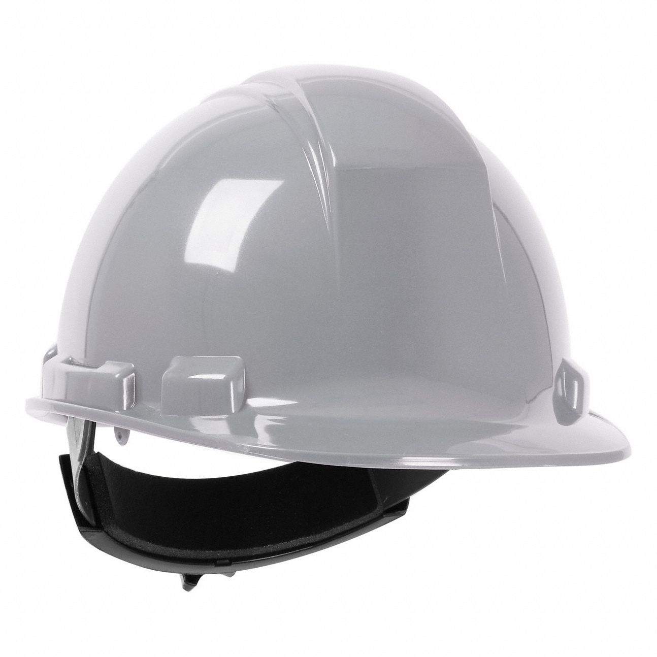 Hard Hat: Gray, No Graphics, Ratchet (4-Point), Ratchet, Polyethylene, PIP, Solid, Dynamic, Gray