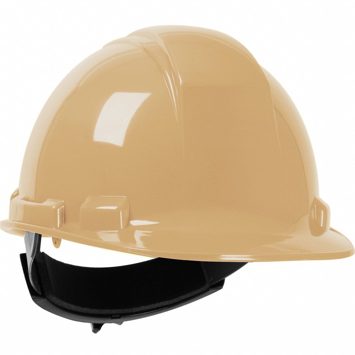 Hard Hat: Beige, No Graphics, Ratchet (4-Point), Ratchet, Polyethylene, PIP, Solid, Dynamic