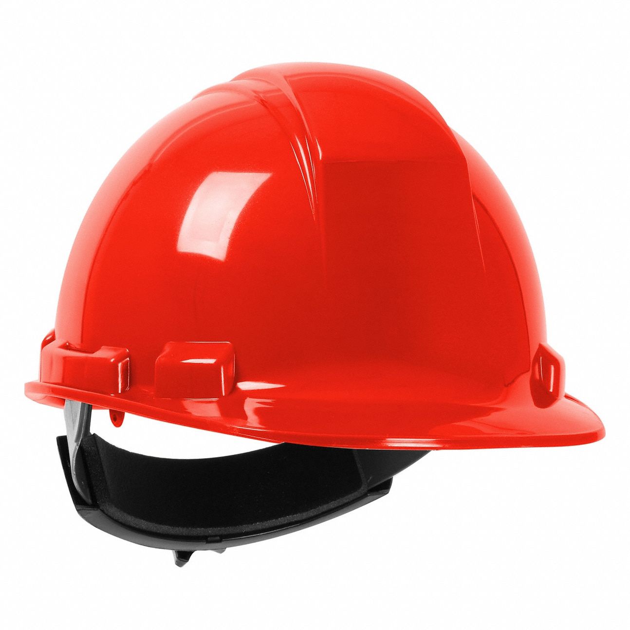 Hard Hat: Red, No Graphics, Ratchet (4-Point), Ratchet, Polyethylene, PIP, Solid, Dynamic, Red