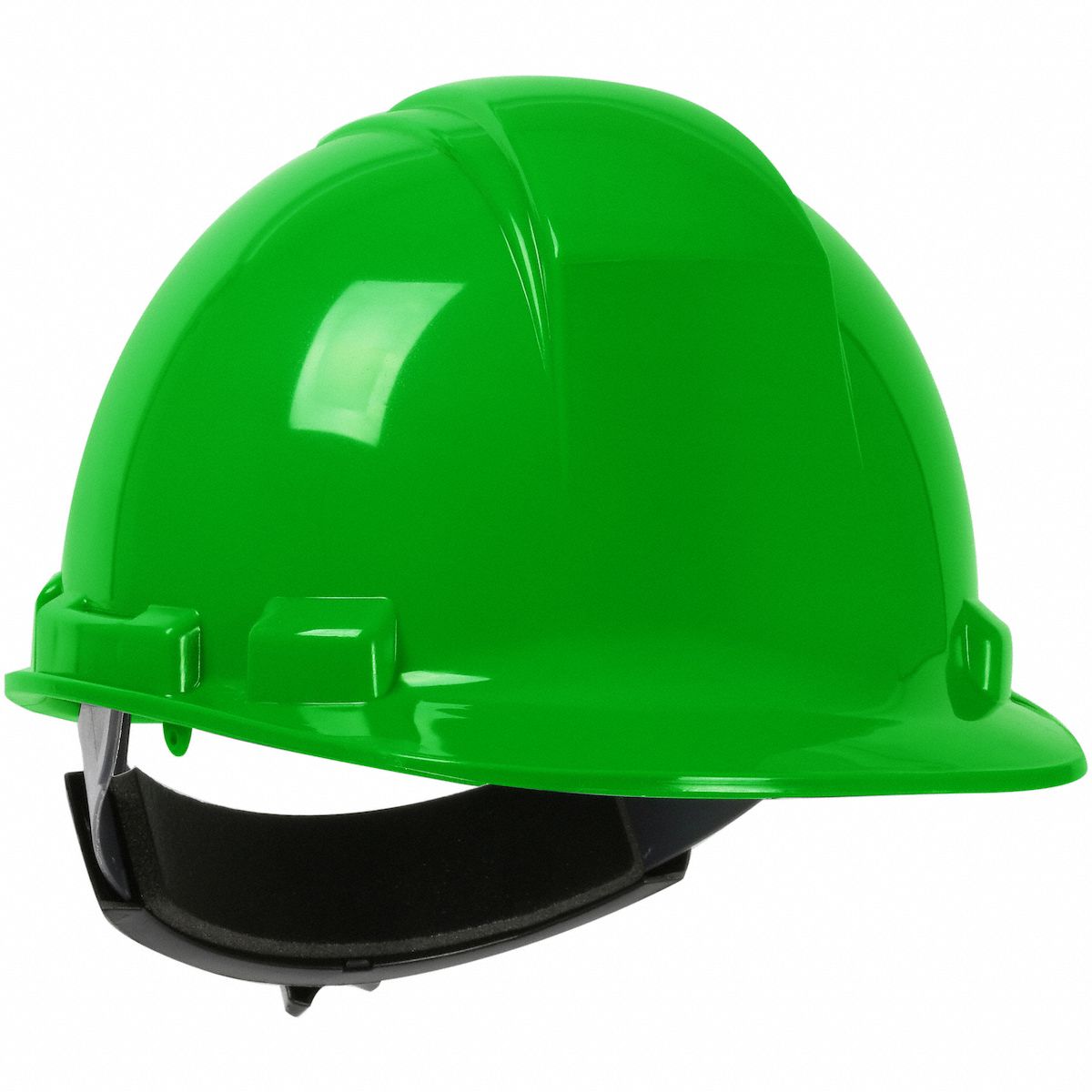 Hard Hat: Lime Green, No Graphics, Ratchet (4-Point), Ratchet, Polyethylene, PIP, Solid, Dynamic