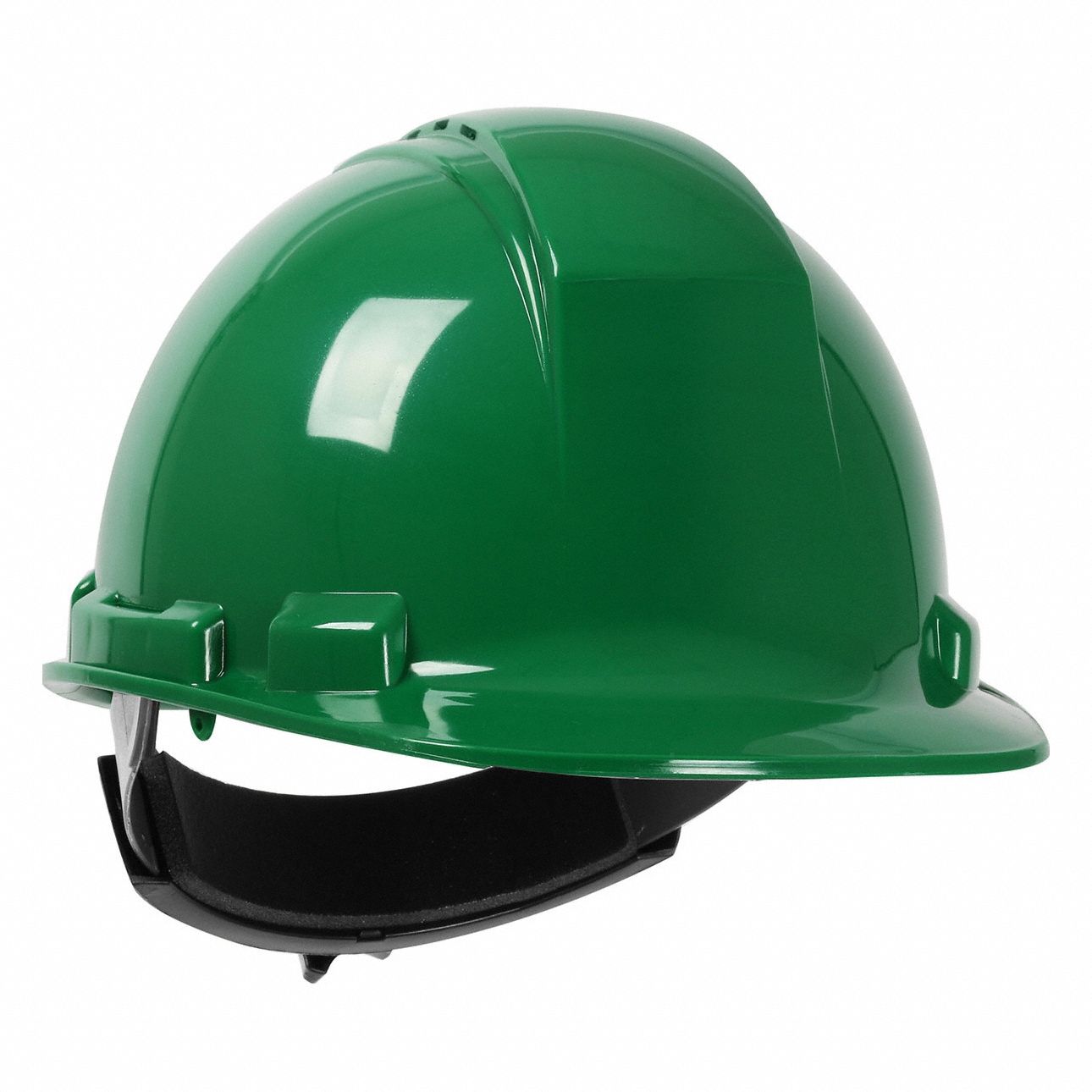 Hard Hat: Dark Green, No Graphics, Ratchet (4-Point), Ratchet, Polyethylene, PIP, Solid, Dynamic