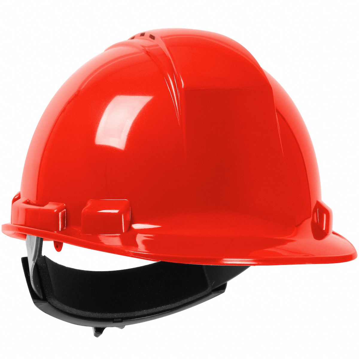 Hard Hat: Red, No Graphics, Ratchet (4-Point), Ratchet, Polyethylene, PIP, Solid, Dynamic, Red