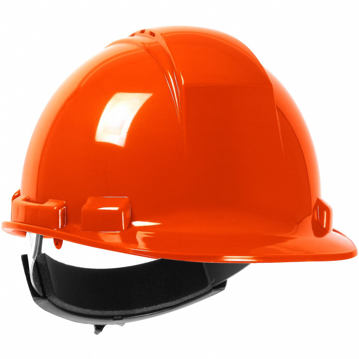 Hard Hat: Orange, No Graphics, Ratchet (4-Point), Ratchet, Polyethylene, PIP, Solid, Dynamic
