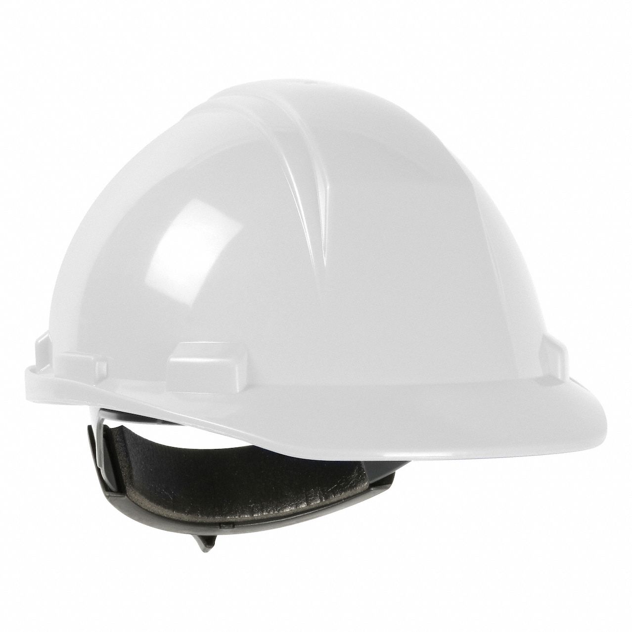 Hard Hat: White, No Graphics, Ratchet (4-Point), Ratchet, Polyethylene, PIP, Solid, Dynamic