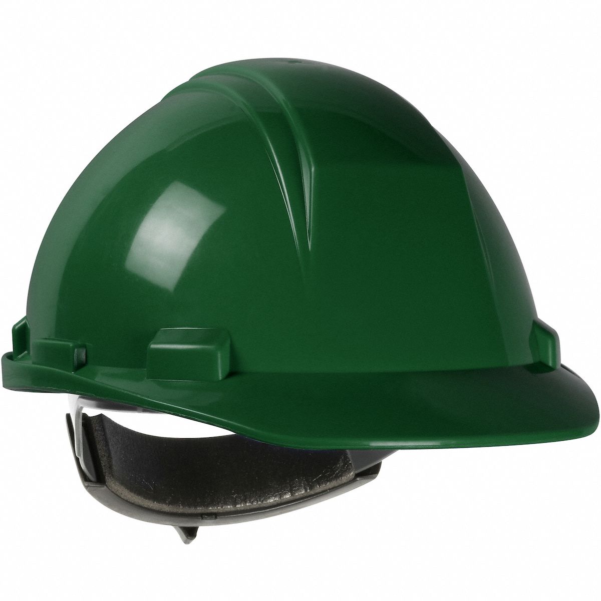 Hard Hat: Dark Green, No Graphics, Ratchet (4-Point), Ratchet, Polyethylene, PIP, Solid, Dynamic