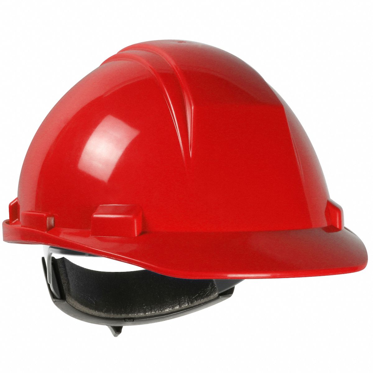 Hard Hat: Red, No Graphics, Ratchet (4-Point), Ratchet, Polyethylene, PIP, Solid, Dynamic