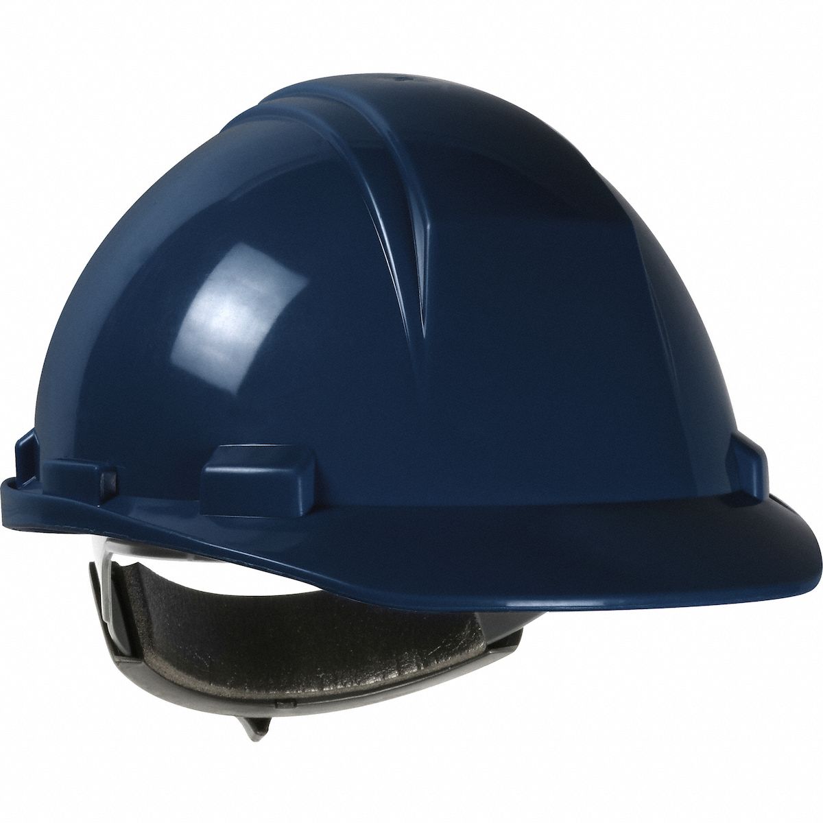 Hard Hat: Navy Blue, No Graphics, Ratchet (4-Point), Ratchet, Polyethylene, PIP, Solid, Dynamic