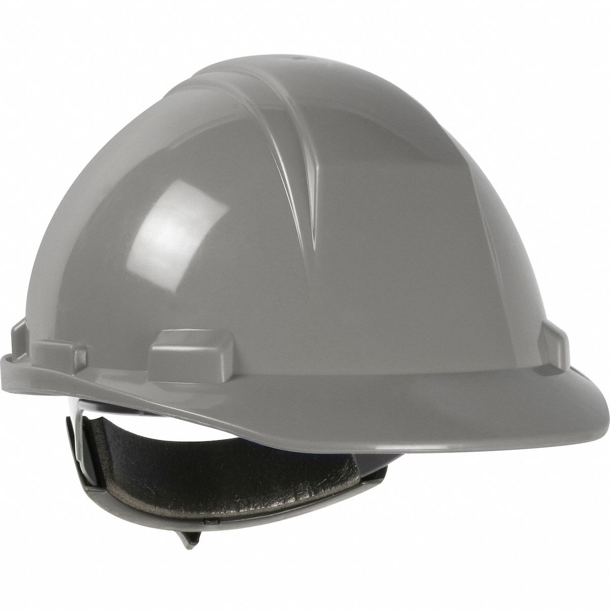 Hard Hat: Gray, No Graphics, Ratchet (4-Point), Ratchet, Polyethylene, PIP, Solid, Dynamic, Gray