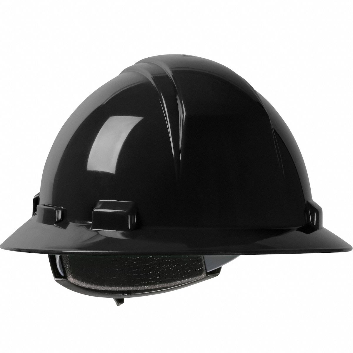 Hard Hat: Black, No Graphics, Ratchet (4-Point), Ratchet, Polyethylene, PIP, Solid, Dynamic