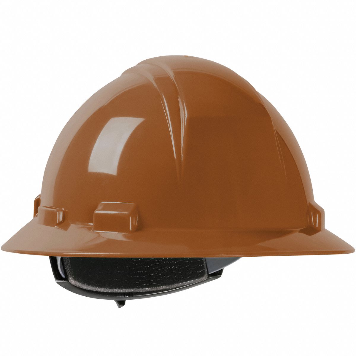 Hard Hat: Brown, No Graphics, Ratchet (4-Point), Ratchet, Polyethylene, PIP, Solid, Dynamic