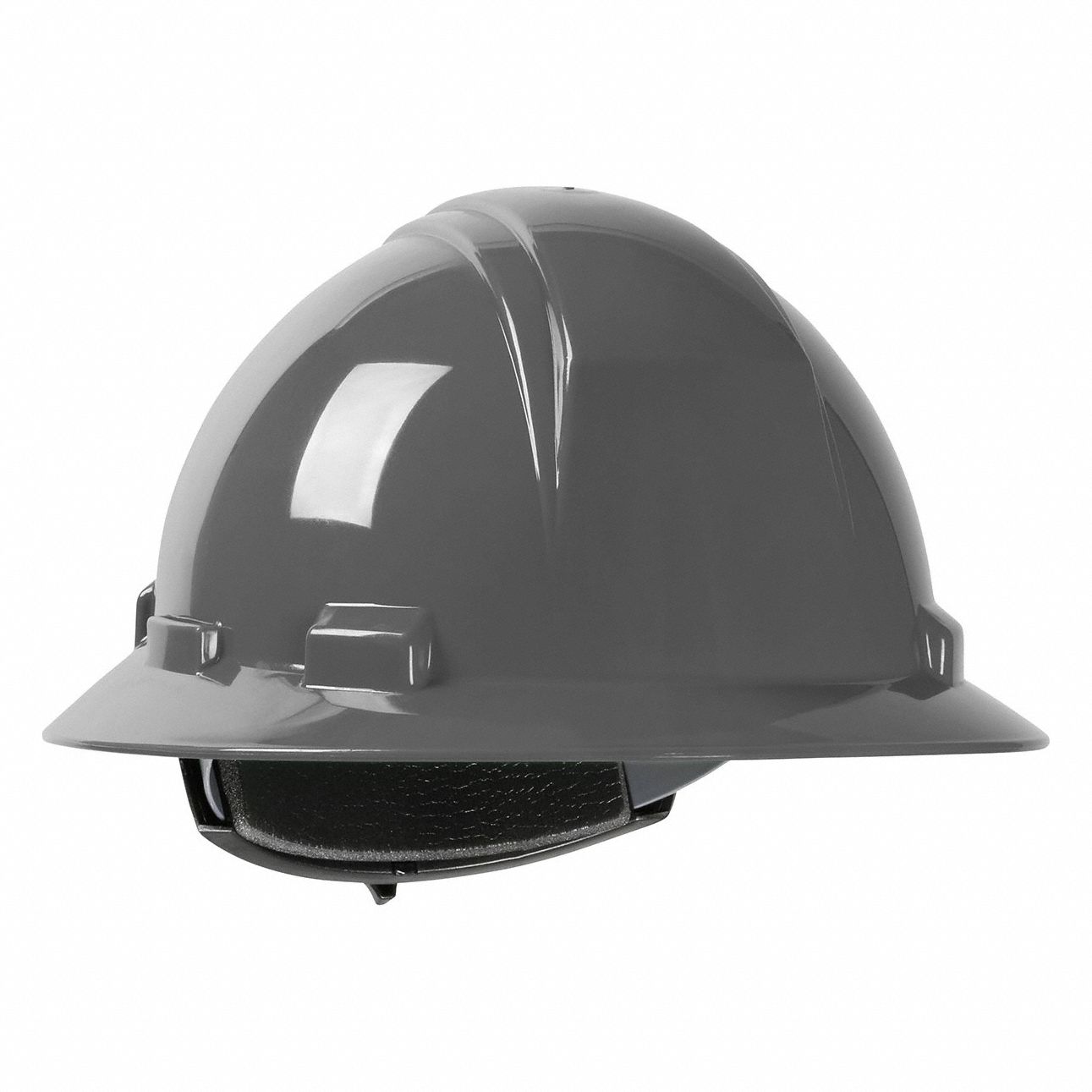 Hard Hat: Dark Gray, No Graphics, Ratchet (4-Point), Ratchet, Polyethylene, PIP, Solid, Dynamic