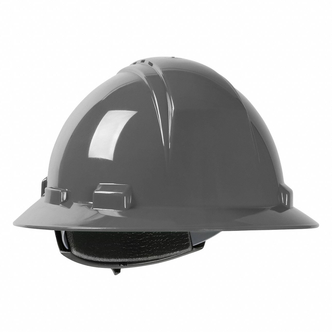 Hard Hat: Dark Gray, No Graphics, Ratchet (4-Point), Ratchet, Polyethylene, PIP, Solid, Dynamic