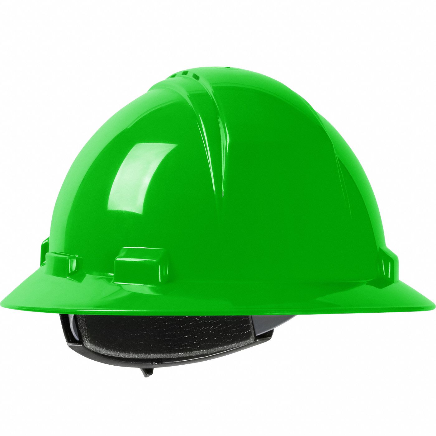 Hard Hat: Lime Green, No Graphics, Ratchet (4-Point), Ratchet, Polyethylene, PIP, Solid, Dynamic