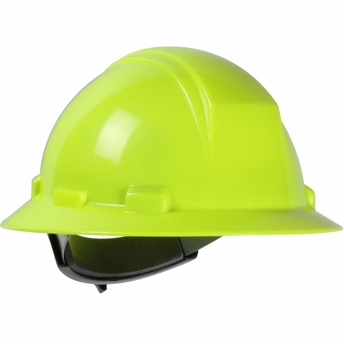 Hard Hat: Yellow, No Graphics, Ratchet (4-Point), Ratchet, Polyethylene, PIP, Solid, Dynamic