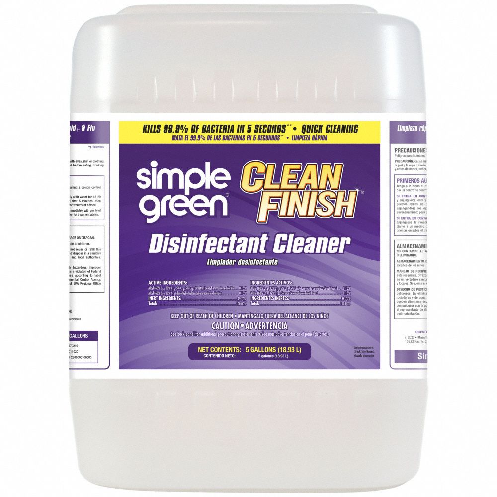 Disinfectant and Sanitizer: Bucket, Ready to Use, Liquid, Quat, Herbal, Clean Finish®