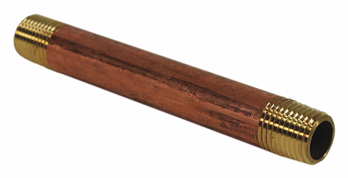 Red Brass Pipe Nippl, No Lead, 1/2"x5 1/2"