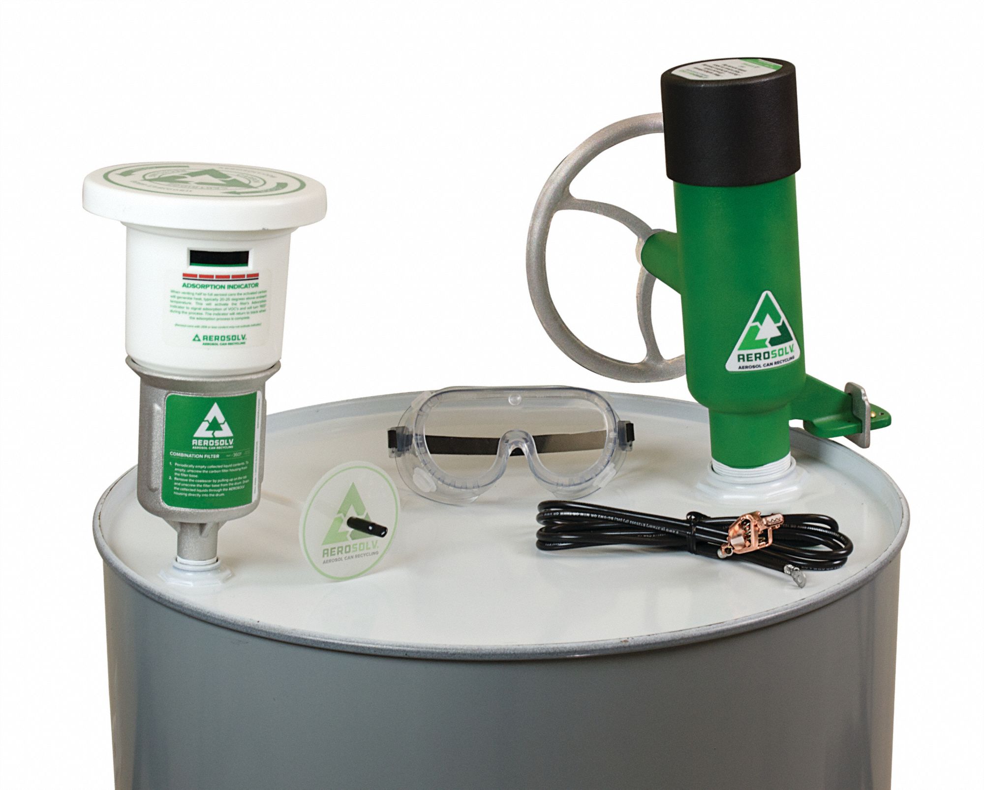 Aerosol Can Recycling System: 1 Can Capacity, Can Counter Included, Ground Wire Included