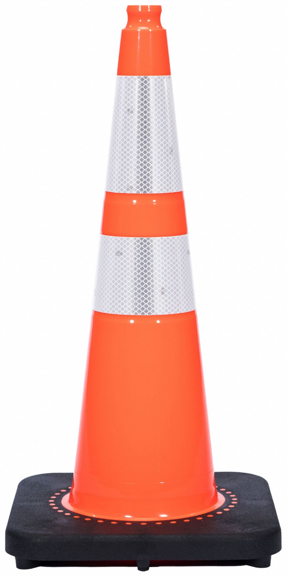 CÔNE DE SIGNALISATION, NUIT OU ROUTE À GRANDE VITESSE, RÉFLÉCHISSANT, 28PO, ORANGE, PVC