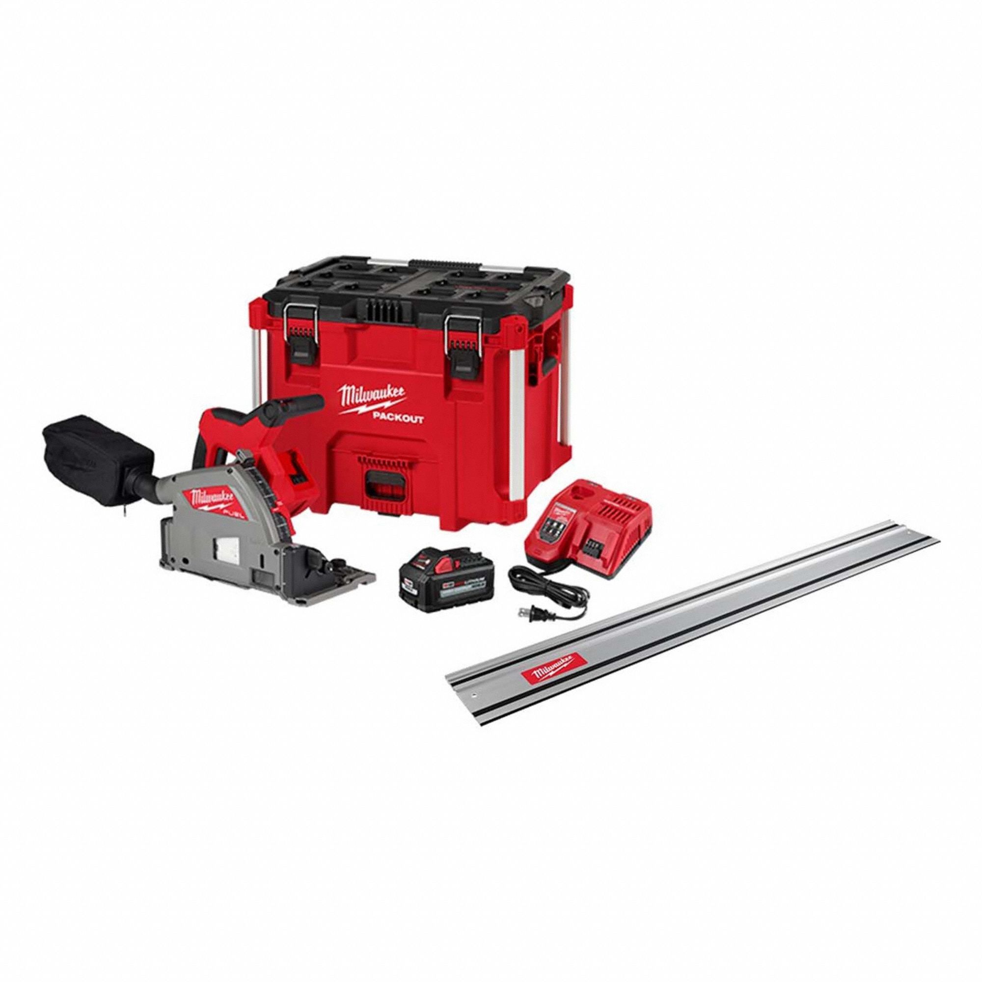 Track Saw Kit: 0°to 45°, 1 Battery, 1 Charger , 55 in Track, 6 1/2 in Blade Dia.