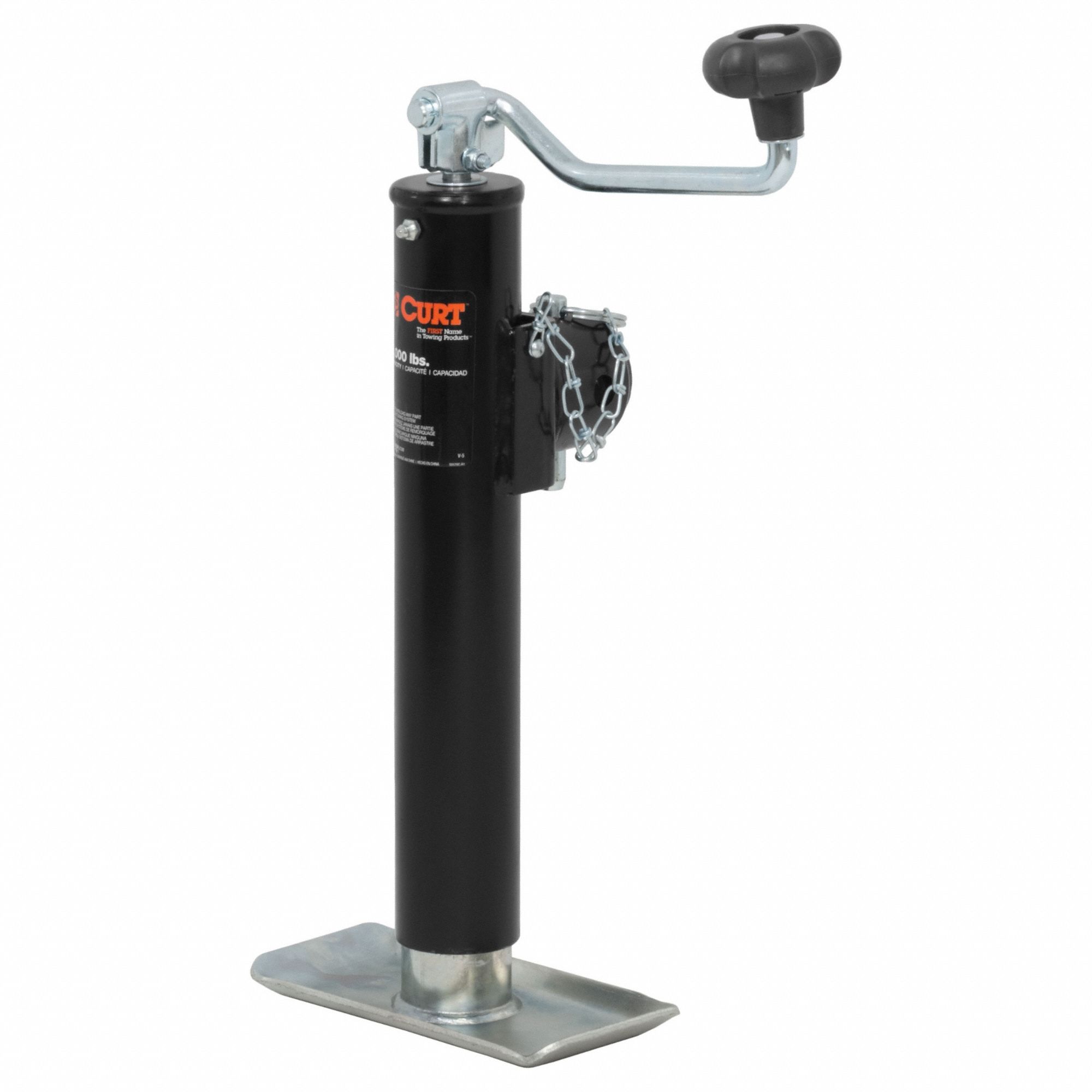 CURT, PipeMount Swivel Jack, 5,000 lb Static Load Capacity, Trailer