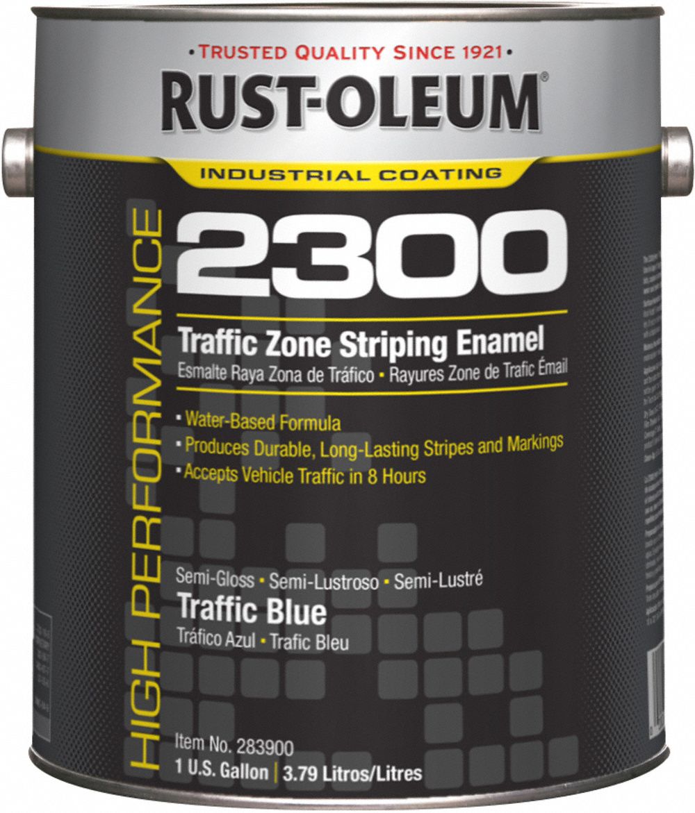 Traffic Zone Striping Paint: Pour Paint Dispensing, Traffic Blue, 1 gal