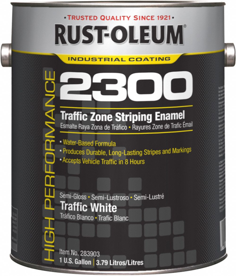 Traffic Zone Striping Paint: Pour Paint Dispensing, Traffic White, 1 gal