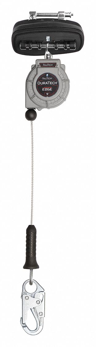 Self-Retracting Lifeline: Steel Snap Hook Anchor, Harness Aluminum Quick-Connect, 9 ft Line