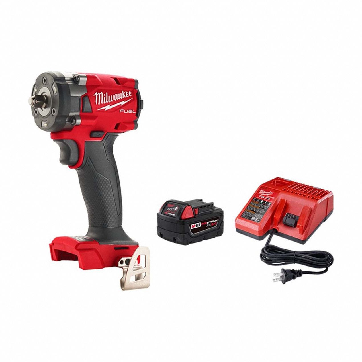 Impact Wrench Kit: 3/8 in Drive Size, 250 ft-lb Fastening Torque, Brushless, 18 V DC Volt