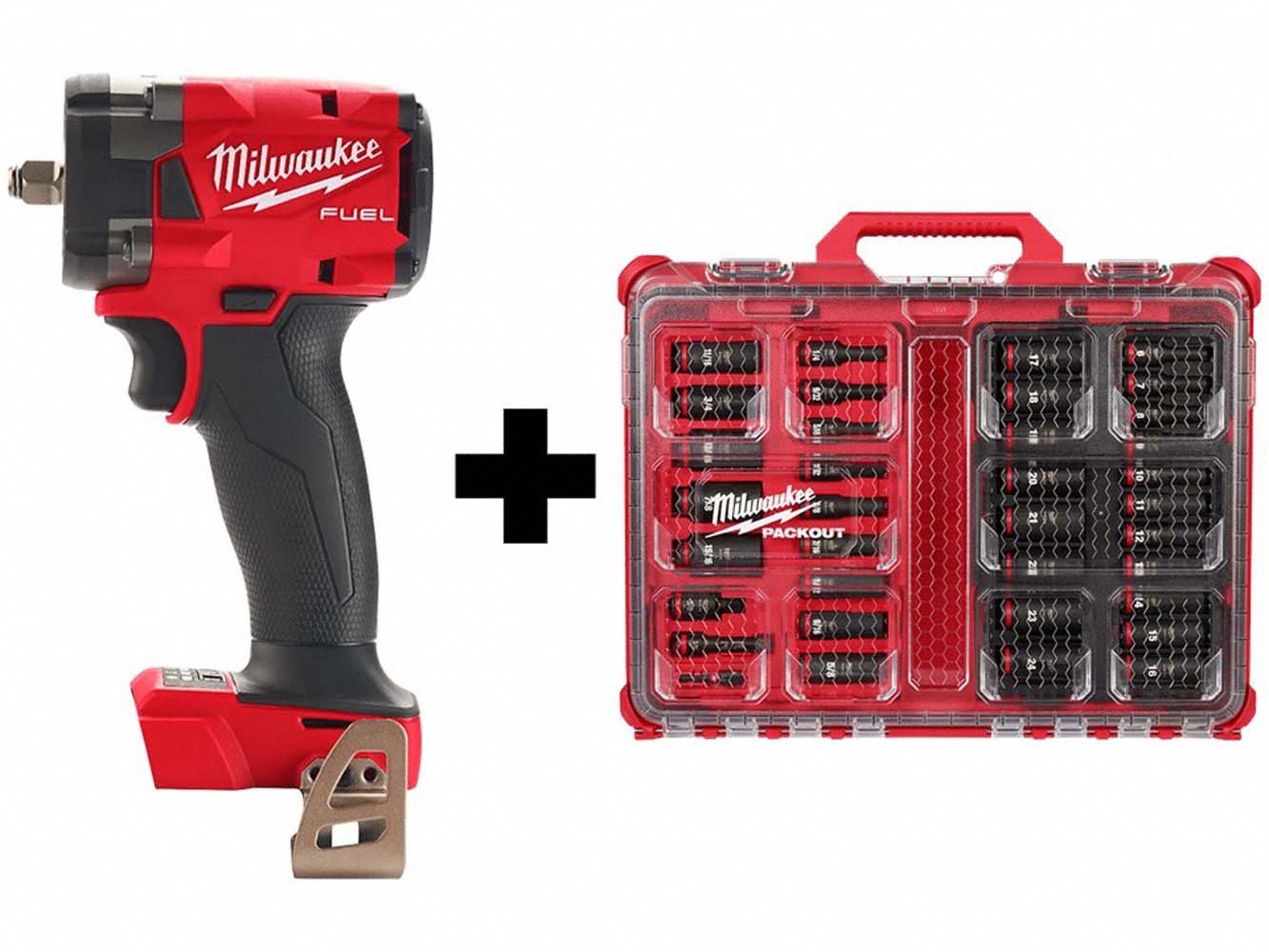 Impact Wrench Kit: 3/8 in Drive Size, 250 ft-lb Fastening Torque, Brushless, 18 V DC Volt