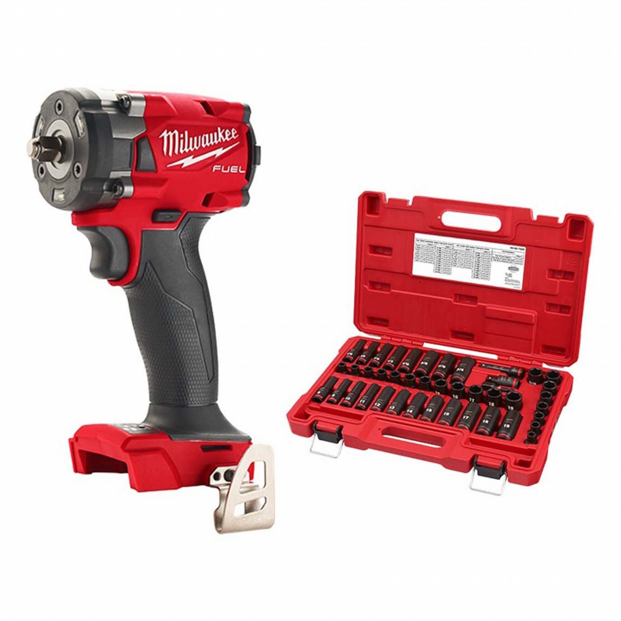 Impact Wrench Kit: 3/8 in Drive Size, 250 ft-lb Fastening Torque, Brushless, 18 V DC Volt