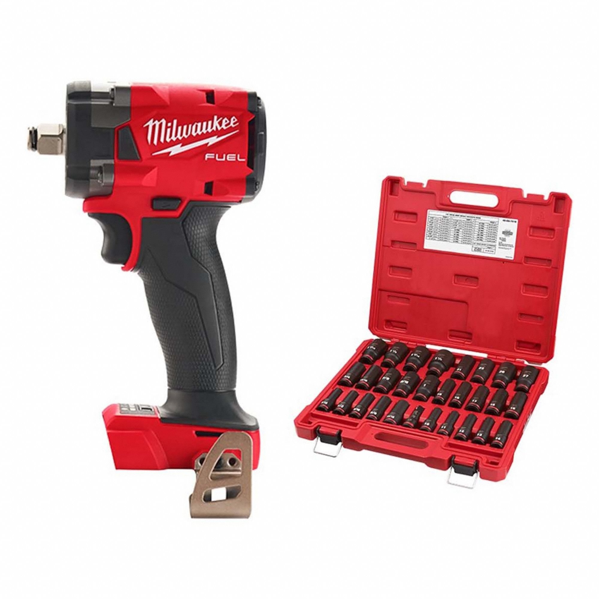 Impact Wrench Kit: 1/2 in Drive Size, 250 ft-lb Fastening Torque, Brushless, 18 V DC Volt