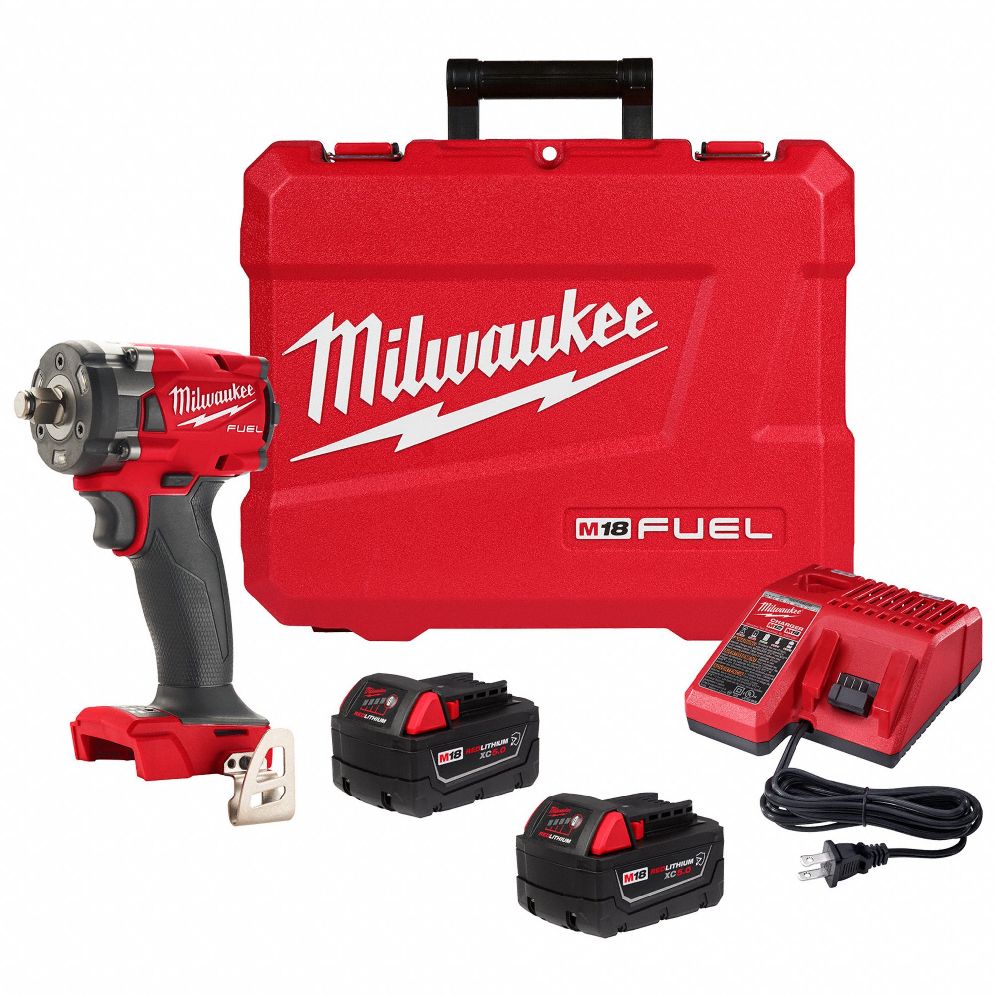 Impact Wrench Kit: 1/2 in Drive Size, 250 ft-lb Fastening Torque, Brushless, 18 V DC Volt