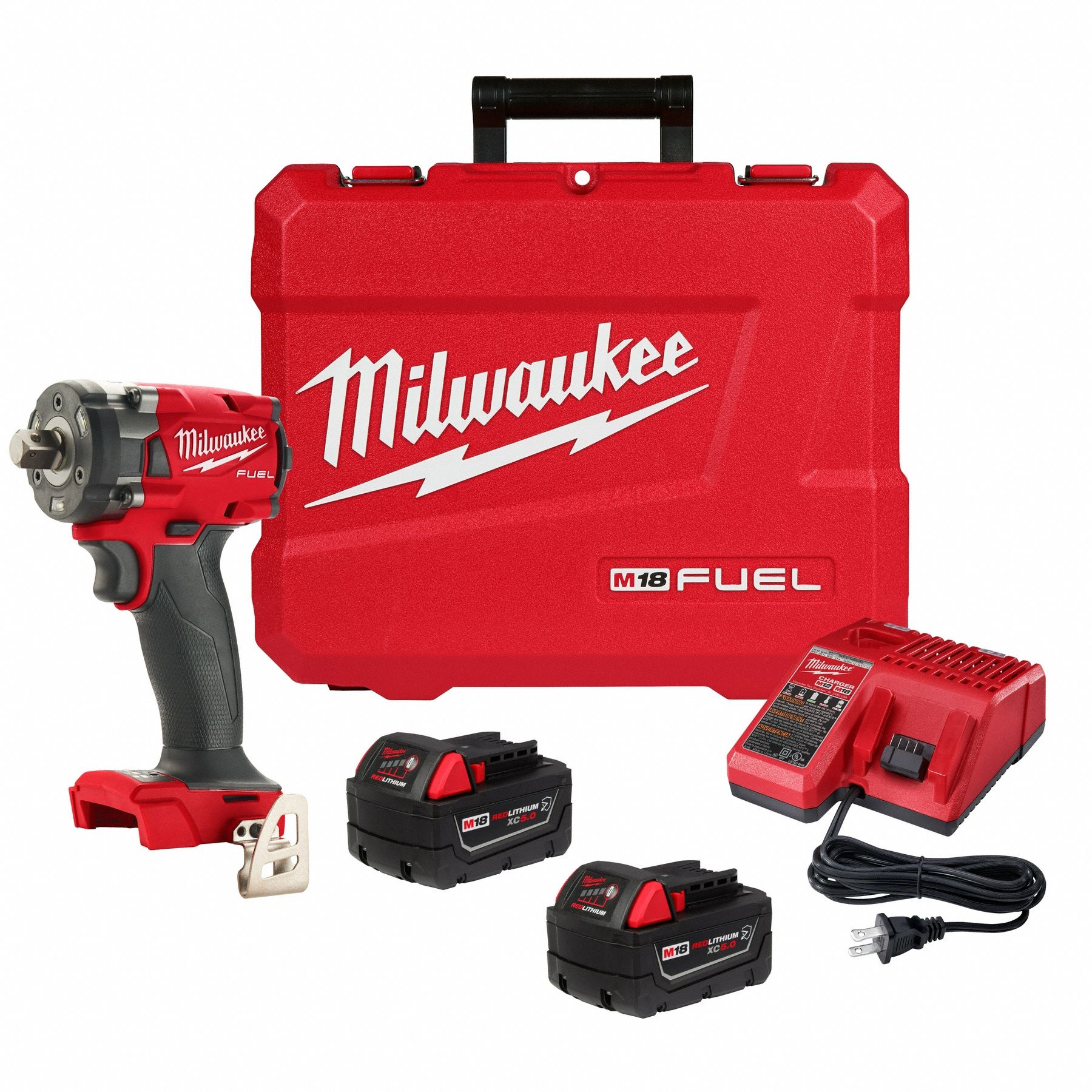Impact Wrench Kit: 1/2 in Drive Size, 250 ft-lb Fastening Torque, Brushless, 18 V DC Volt