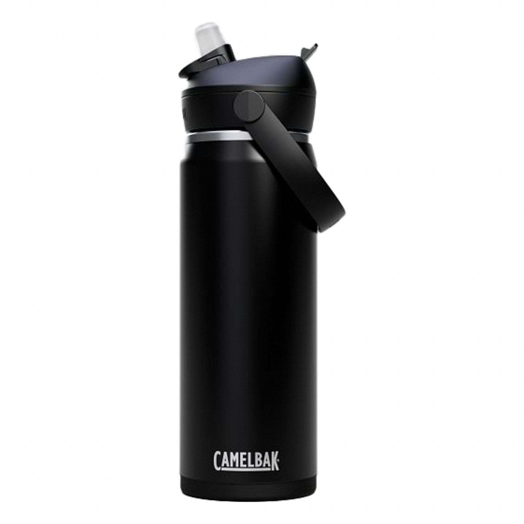 Bottle: 20 oz Capacity, Black, Stainless Steel, Not BPA-Free, 11 in Overall Ht, Bottle