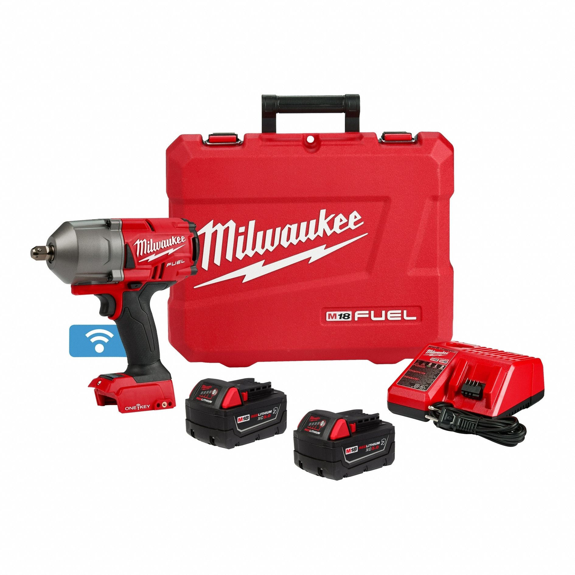 Impact Wrench Kit: 1/2 in Drive Size, 750 ft-lb Fastening Torque, Brushless, 18 V DC Volt
