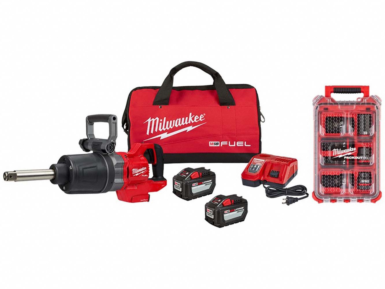 Impact Wrench Kit: 1 in Drive Size, 1, 900 ft-lb Fastening Torque, Brushless, 18 V DC Volt