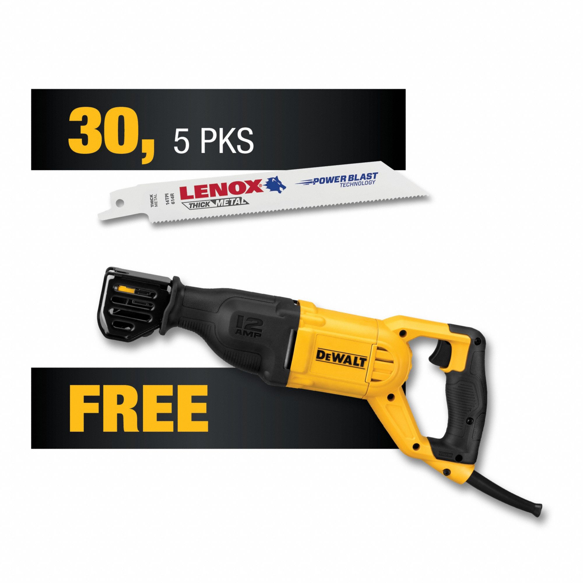 DEWALT Reciprocating Saw, 120V, 171/2 in. L 286RM020566618R/ DWE305